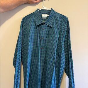 Southern Tide Teal and Navy Checkered Shirt